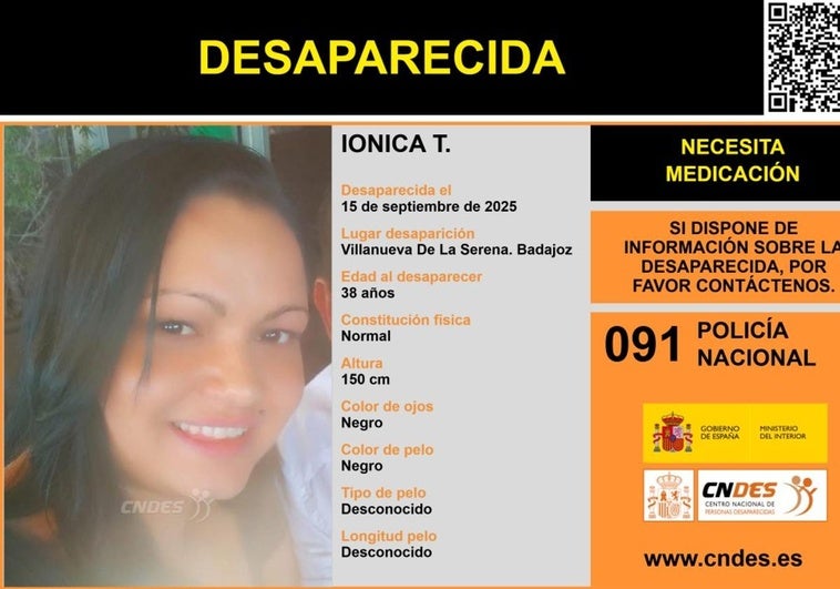 Se busca a una mujer de 38 años desaparecida en Villanueva de la Serena